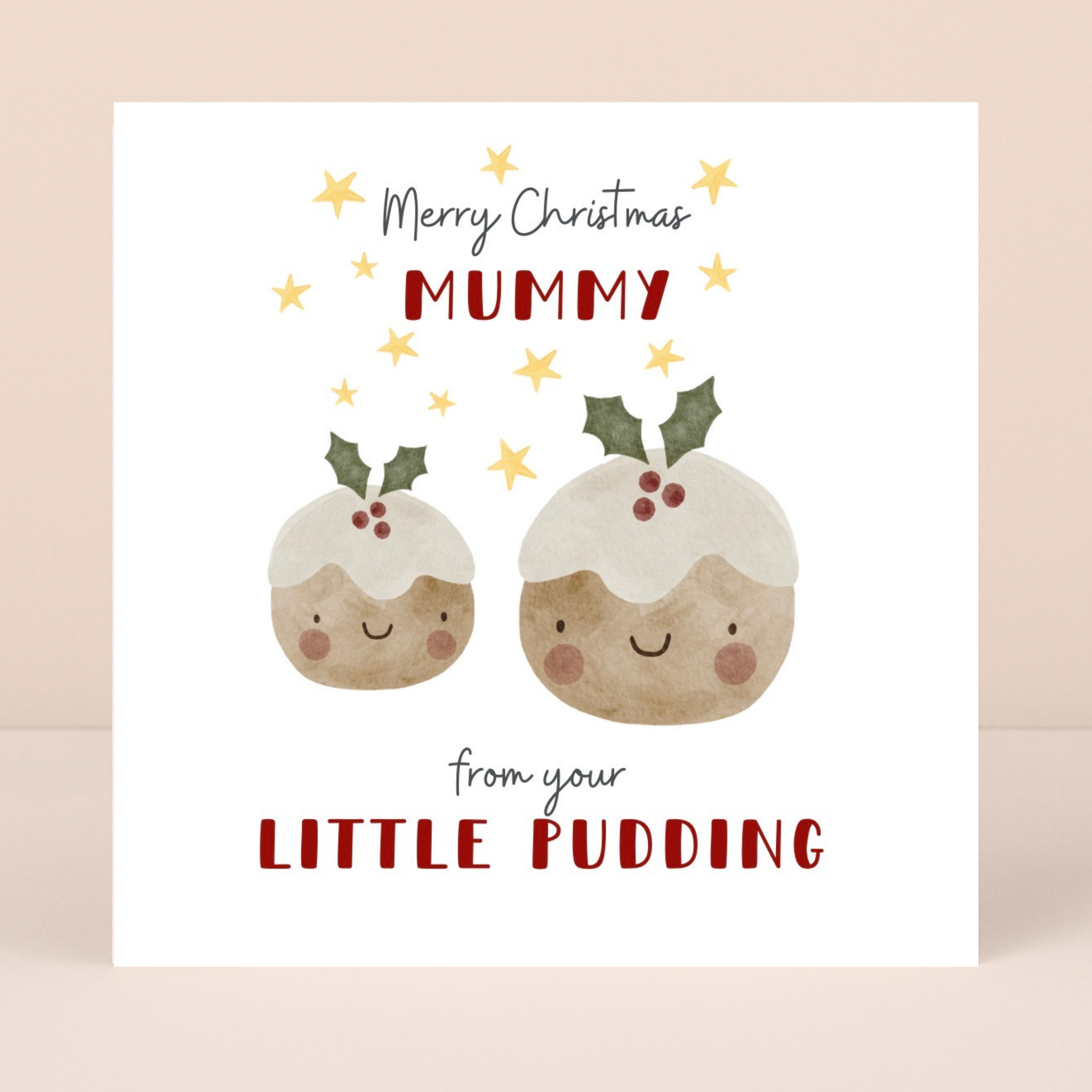Petimo - Mummy Little Christmas Pudding Holly Jolly Christmas Card