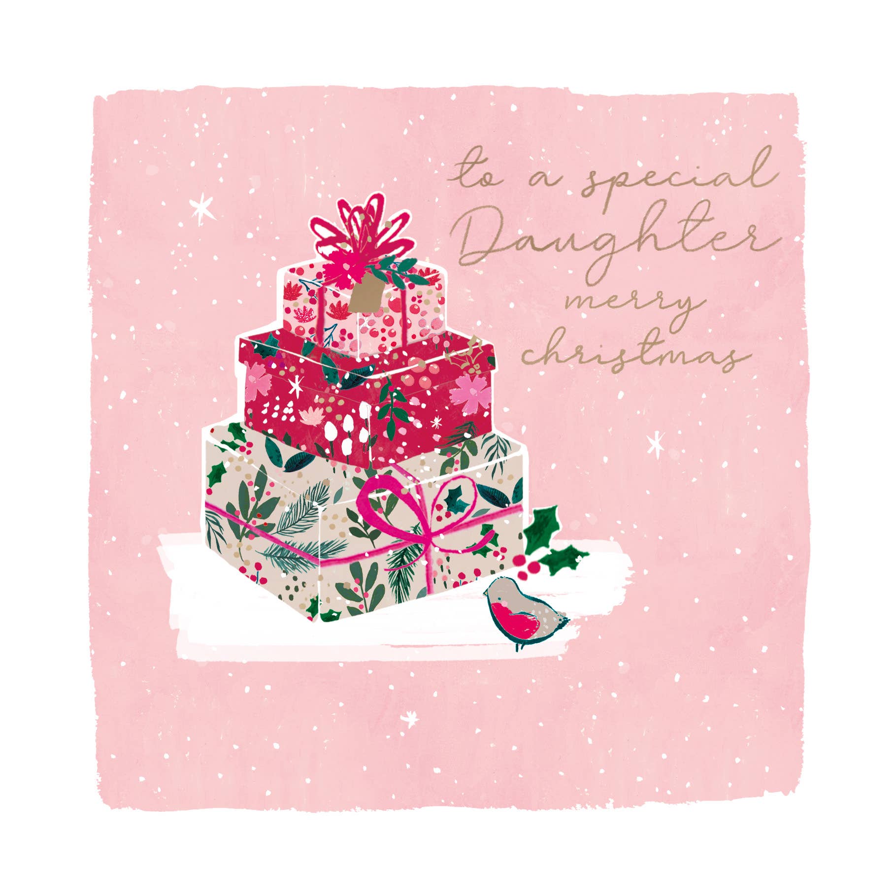 Hotchpotch - Daughter Snowdrop Christmas Card Stack Of Presents
