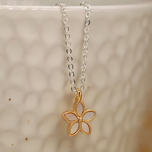 POM Golden Shell Inset Flower Pendant on Silver Plated Chain - More Than Just a Gift | Narborough Hall