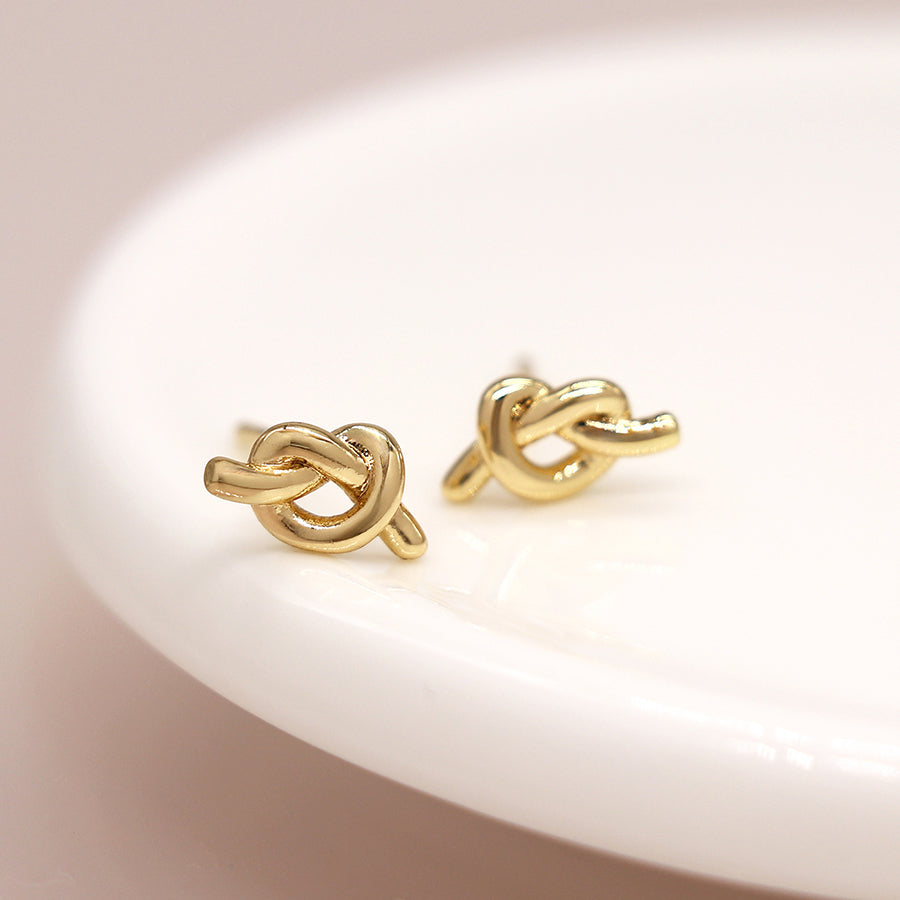 POM Golden dainty knot earrings