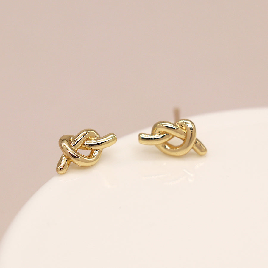 POM Golden dainty knot earrings