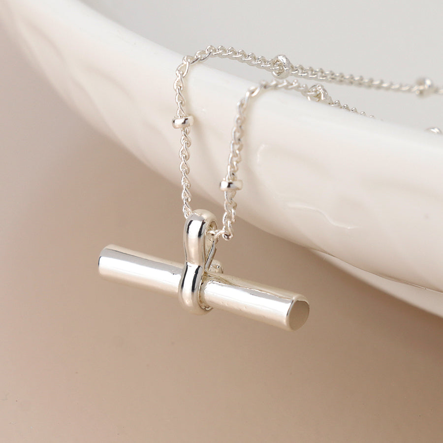 POM Silver plated t-bar necklace