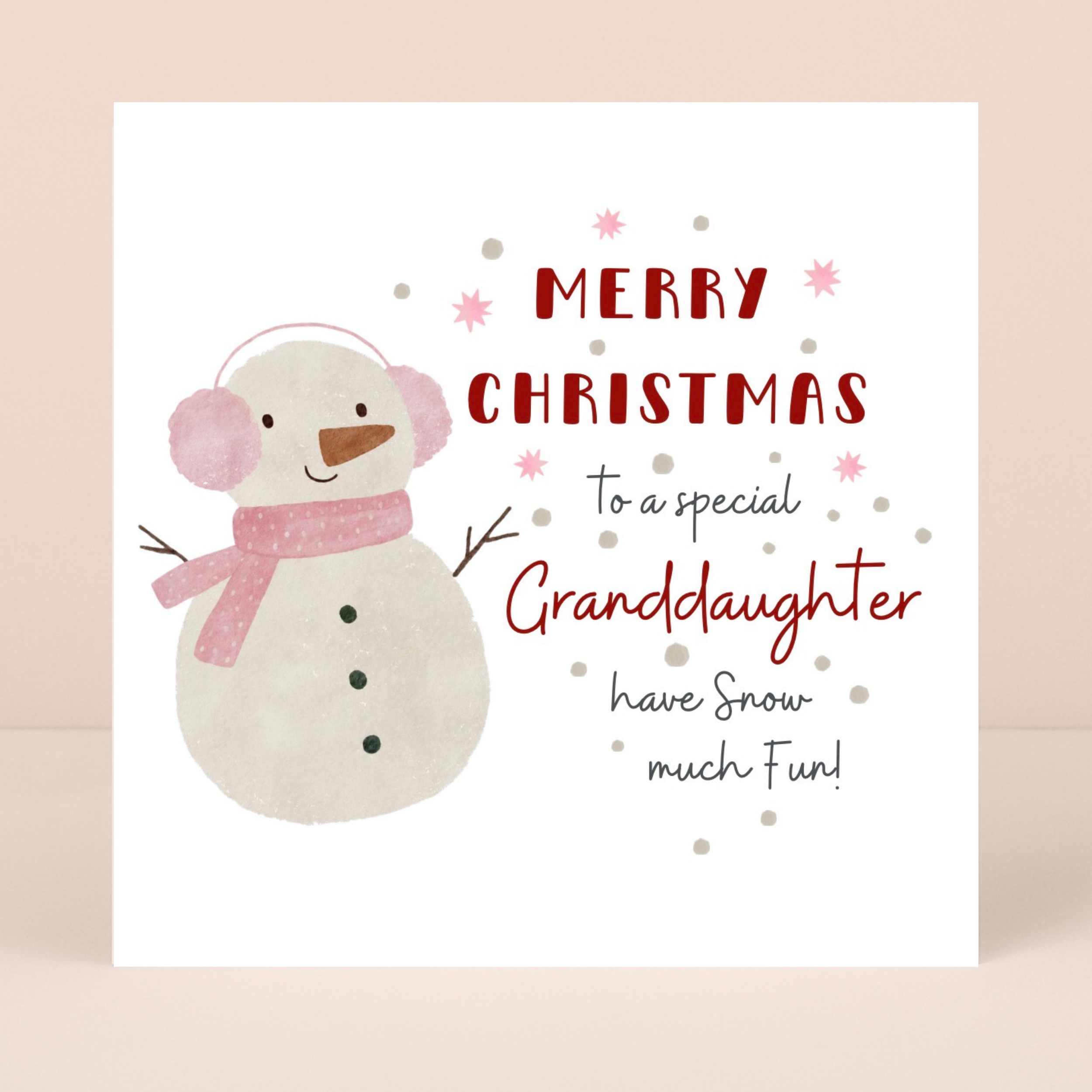 Petimo - Special Granddaughter Snowman Holly Jolly Christmas Card