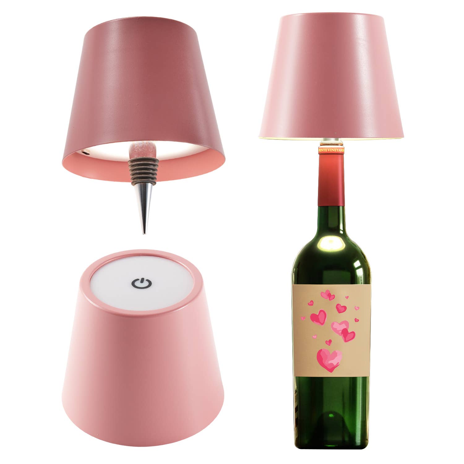 Cordless LED Table Lamp with Bottle Stopper: Black