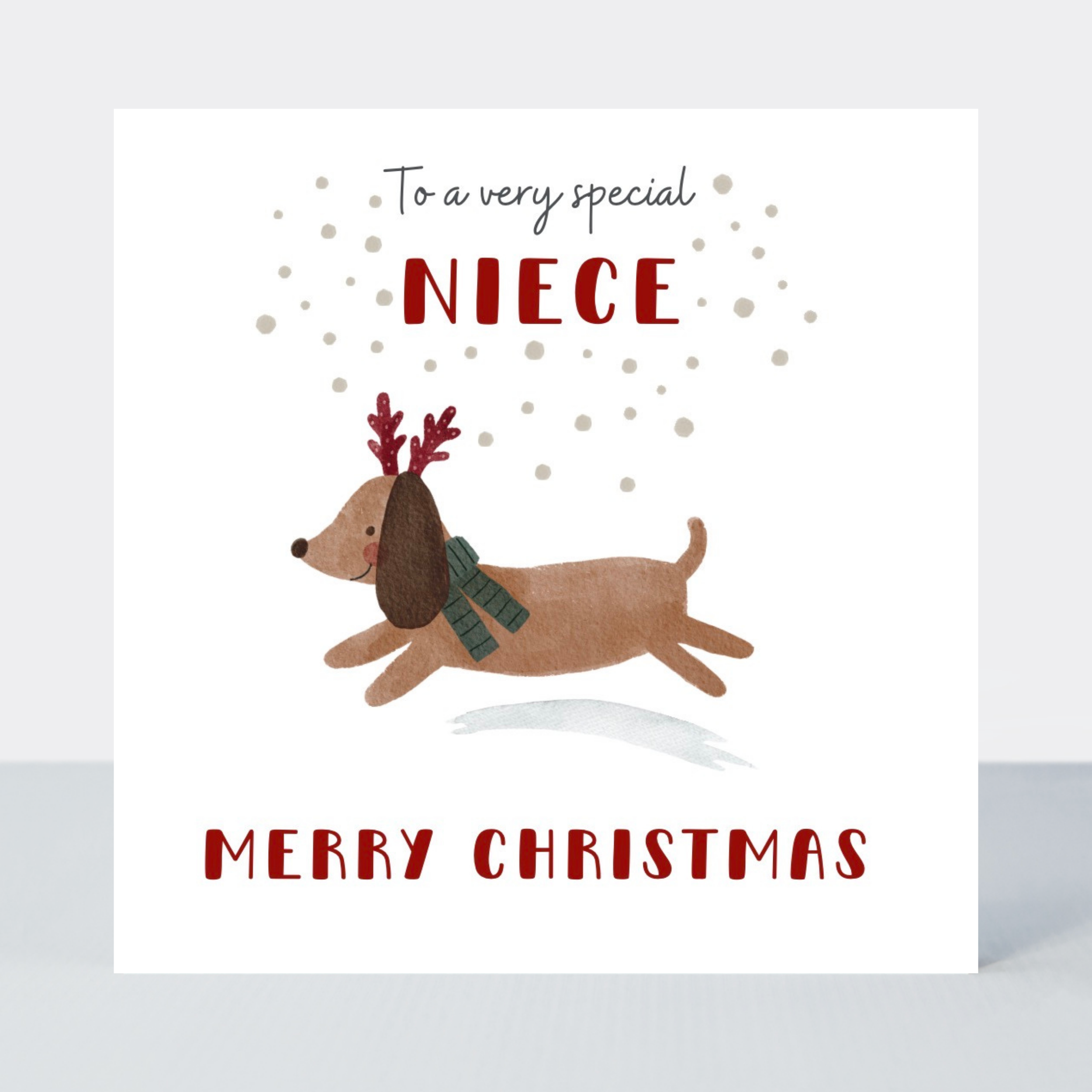 Petimo - Special Niece Sausage Dog Holly Jolly Christmas Card