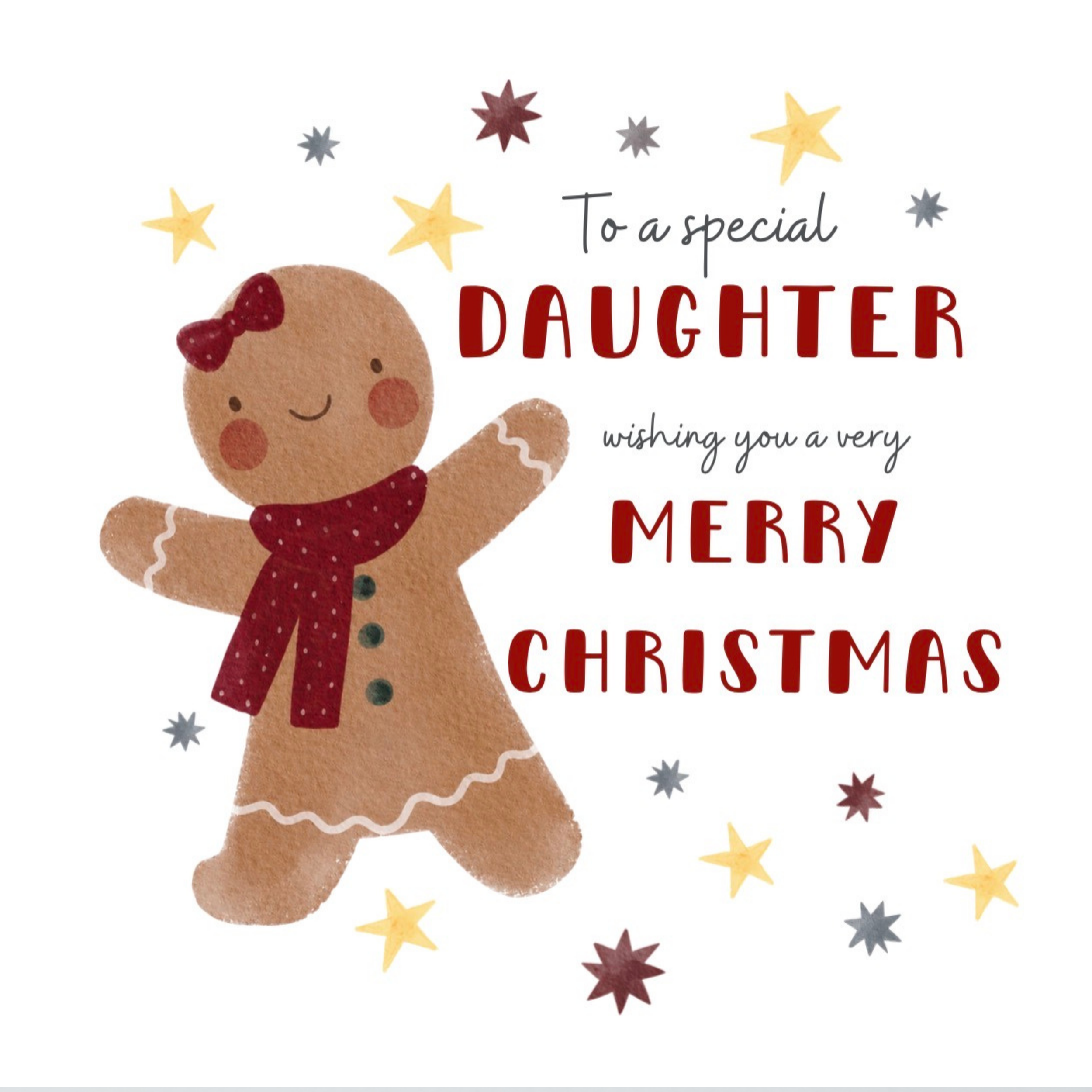 Petimo - Special Daughter Gingerbread Holly Jolly Christmas Card