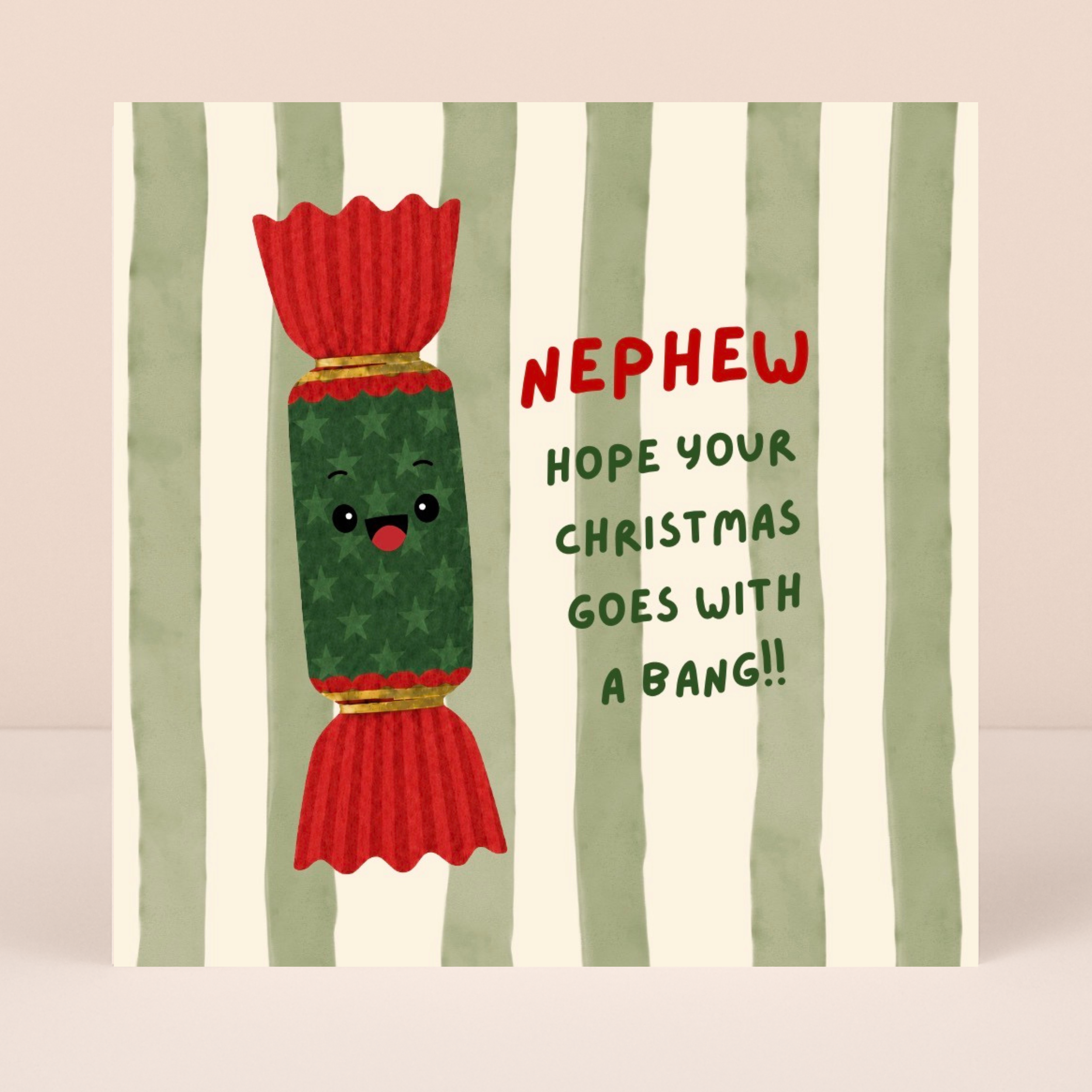 Petimo - Nephew Cracking Christmas Striped Fun Card