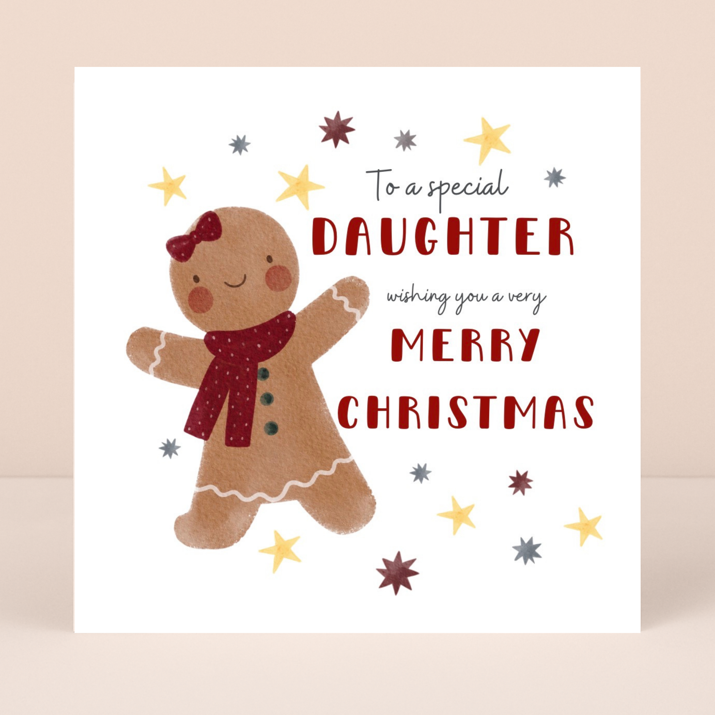 Petimo - Special Daughter Gingerbread Holly Jolly Christmas Card