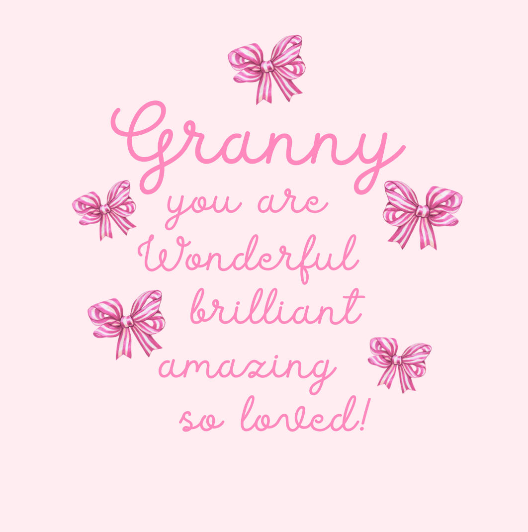 Petimo - Granny You Are Wonderful Pink Striped Bows Card