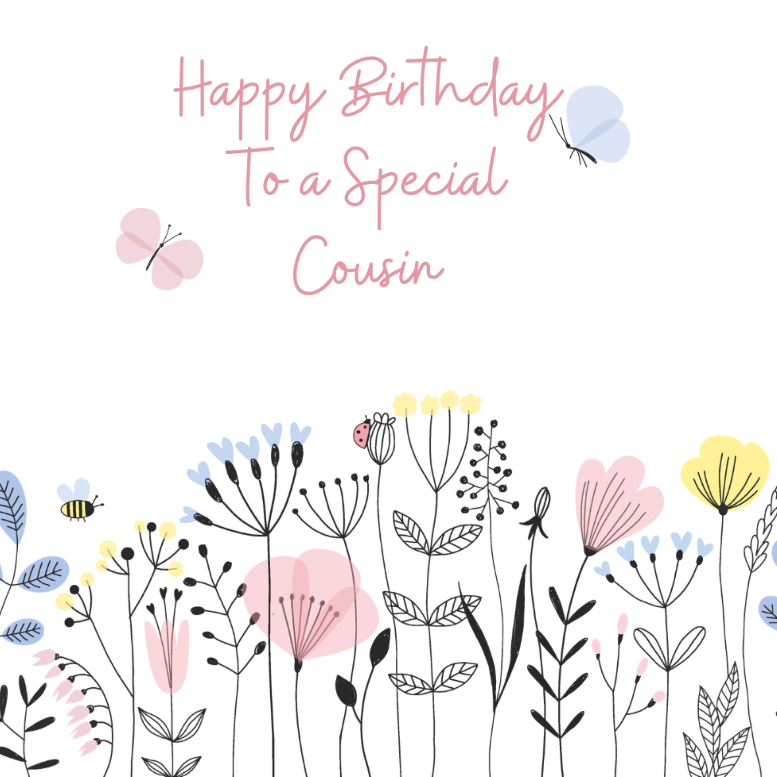 Petimo - Olita Happy Birthday Cousin Floral Meadow Card