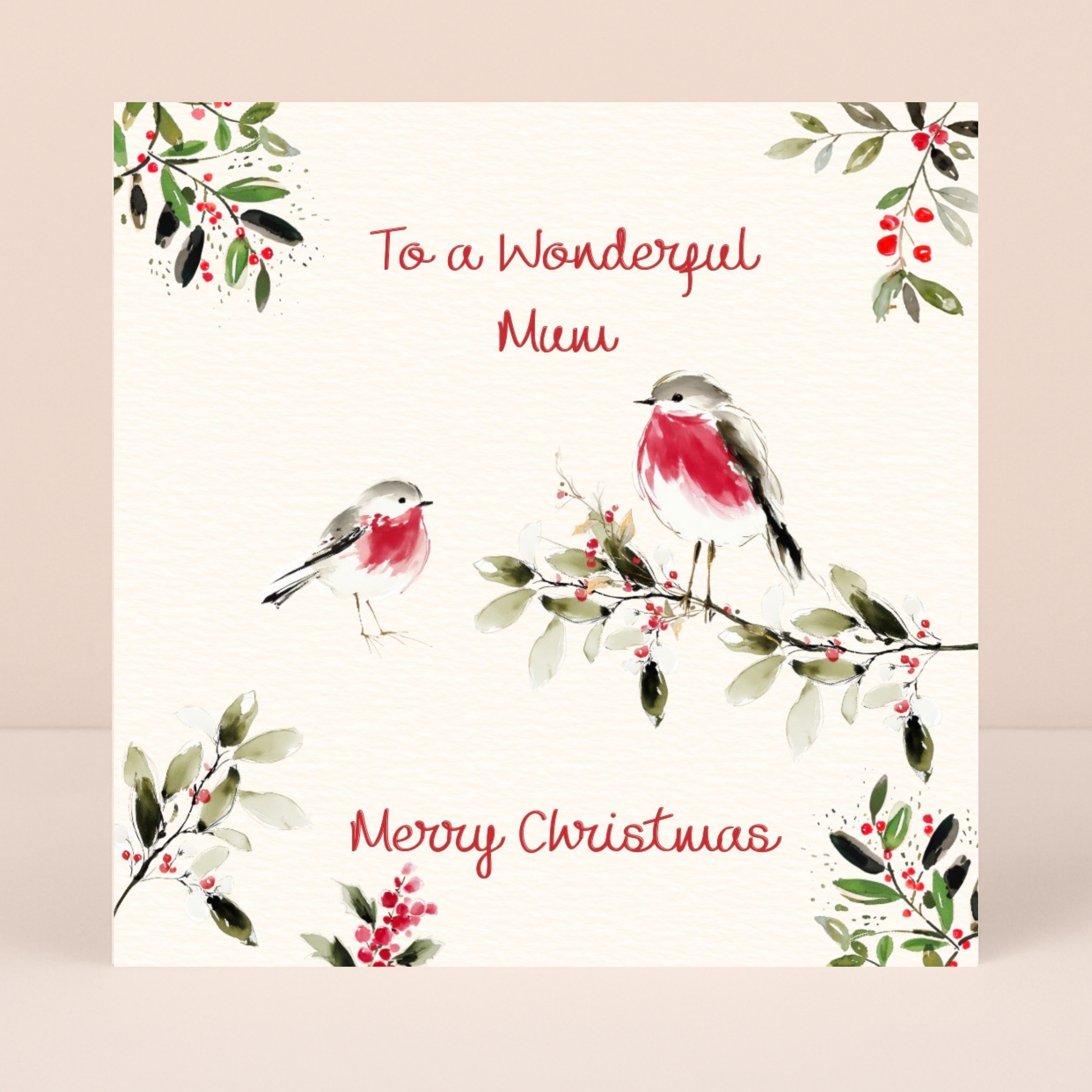 Petimo - Wonderful Mum Robins Sketchbook Christmas Card