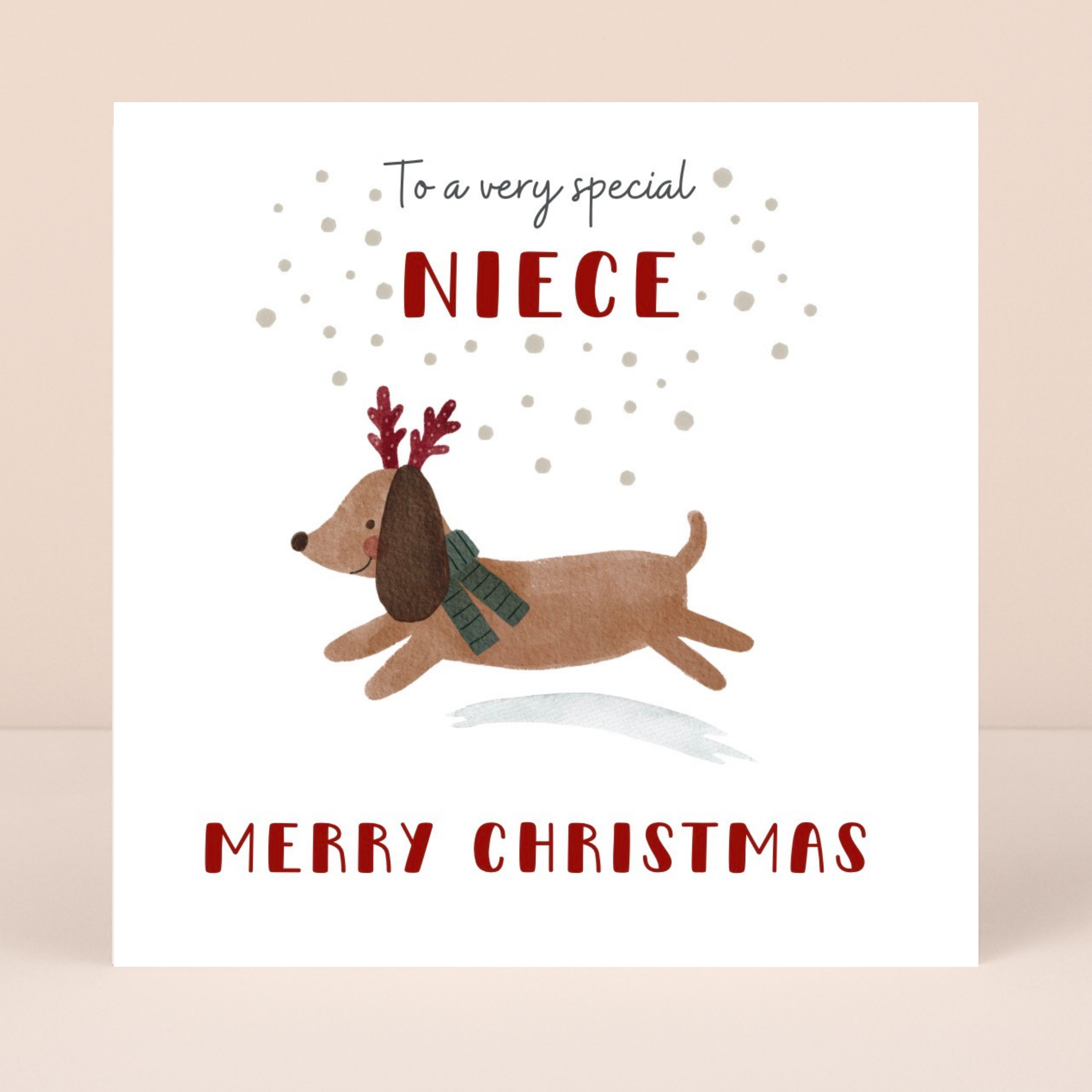 Petimo - Special Niece Sausage Dog Holly Jolly Christmas Card