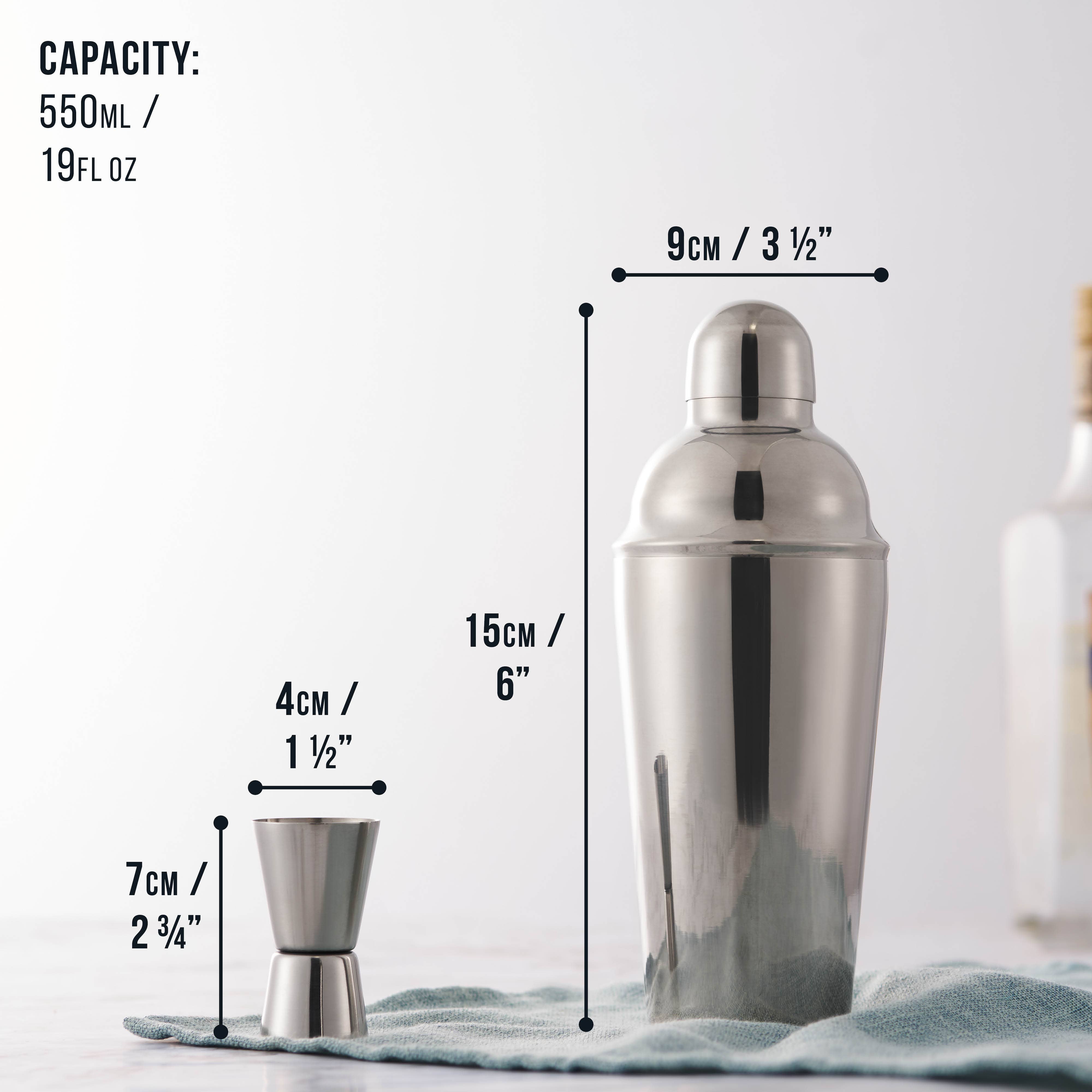 Oak & Steel - 10 Pieces Stainless Steel Cocktail Making Shaker Mixer