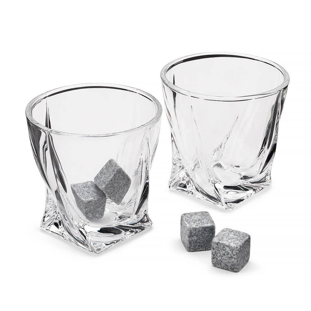 Twisted Glass set of 2 with Ice Stones - More Than Just a Gift | Narborough Hall
