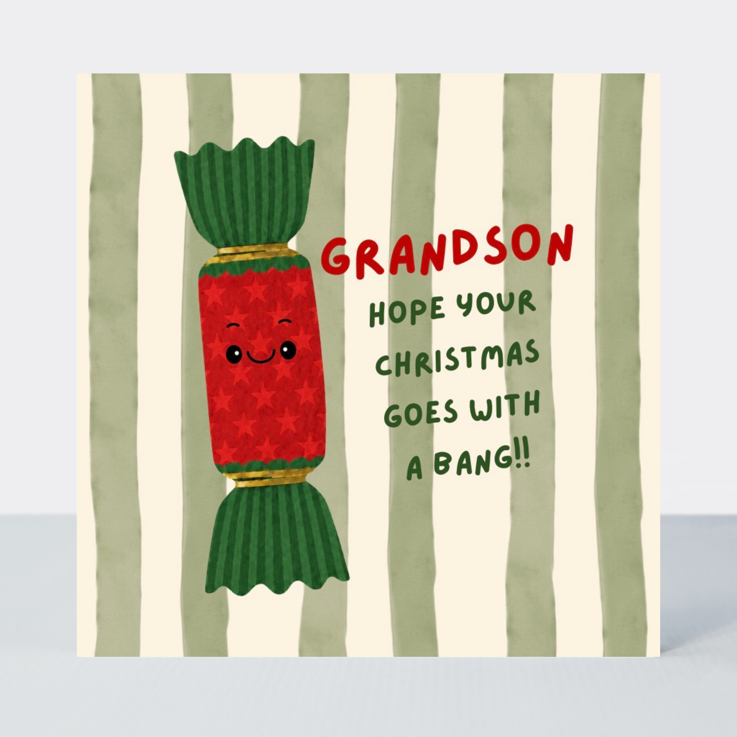 Petimo - Grandson Cracking Christmas Striped Fun Card