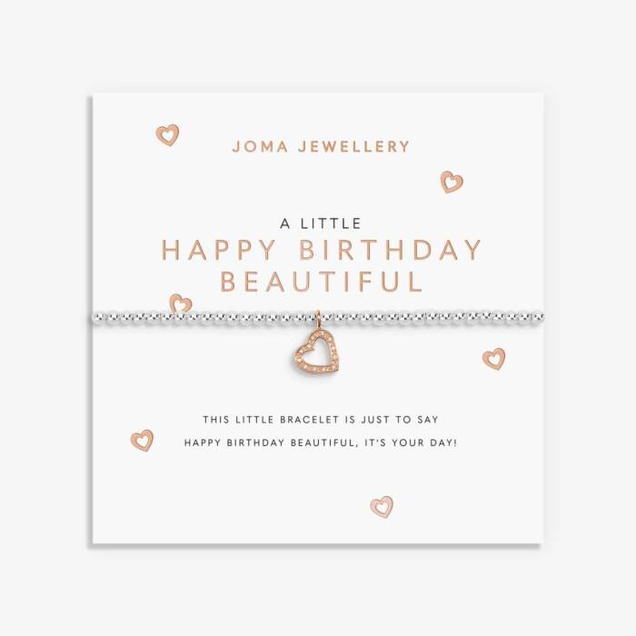 Joma A Little 'Happy Birthday Beautiful' Bracelet In Silver And Rose Gold Plating - More Than Just a Gift | Narborough Hall
