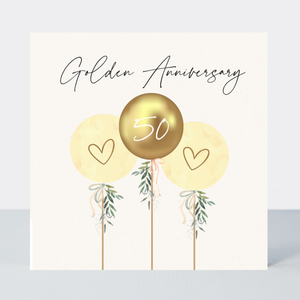 Petimo - Camille Golden Anniversary Balloons Card - More Than Just a Gift | Narborough Hall