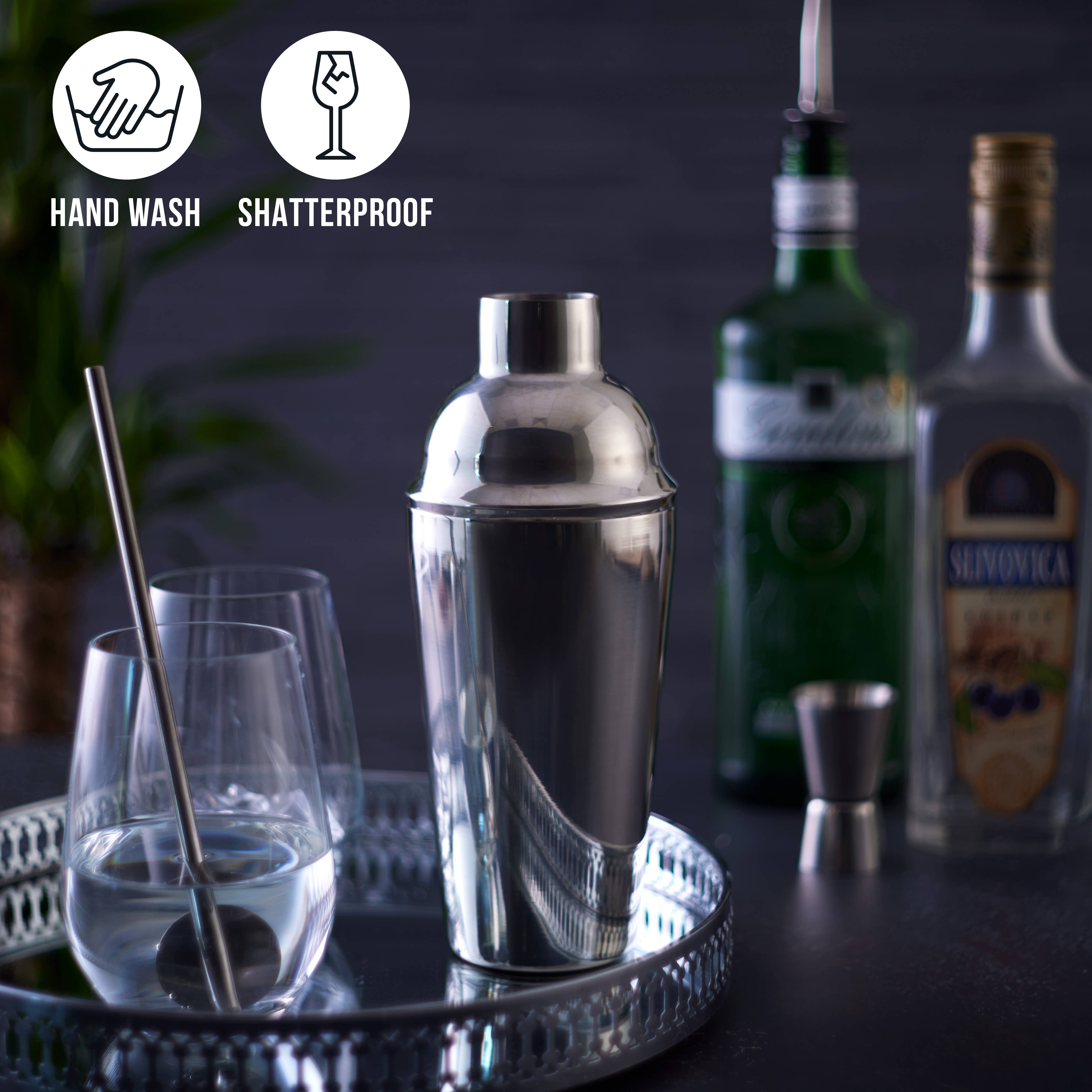 Oak & Steel - 10 Pieces Stainless Steel Cocktail Making Shaker Mixer