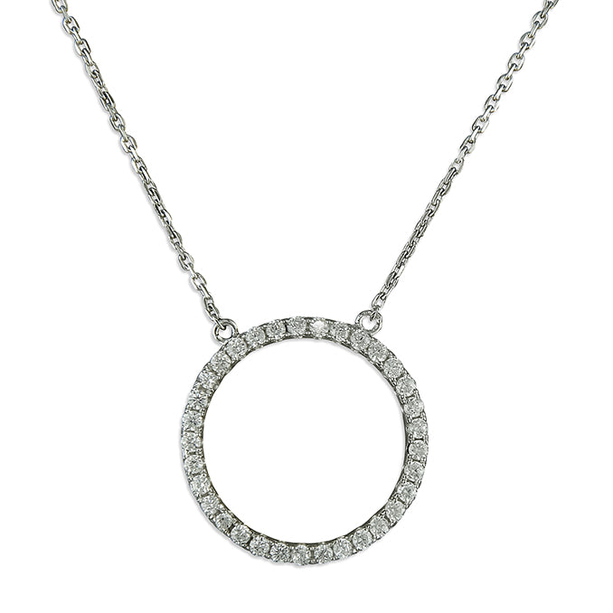 Sterling Silver CZ Circle of Life Necklace