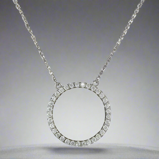 Sterling Silver CZ Circle of Life Necklace
