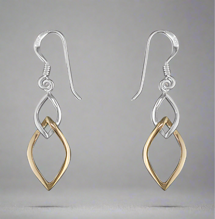 Sterling Silver & Rose Gold Interlocking Drop Earrings - More Than Just a Gift | Narborough Hall