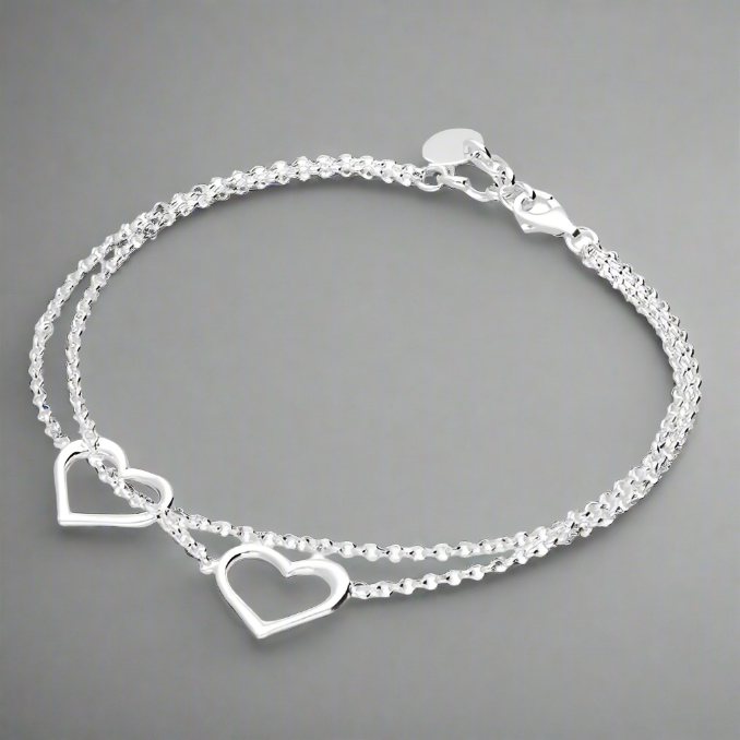 Sterling Silver Double Hearts Bracelet - More Than Just a Gift | Narborough Hall