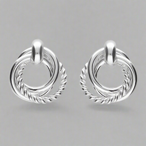 Sterling Silver Triple Small Circle Drop Stud Earrings - More Than Just a Gift | Narborough Hall
