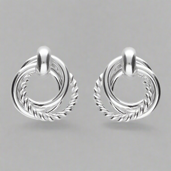 Sterling Silver Triple Small Circle Drop Stud Earrings - More Than Just a Gift | Narborough Hall