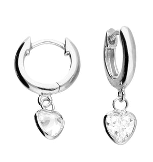 Sterling Silver Heart CZ Huggie Hoop Earrings - More Than Just a Gift | Narborough Hall