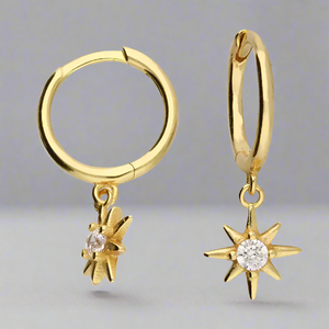 Sterling Silver Gold Plated Star Huggie Hoops - More Than Just a Gift | Narborough Hall