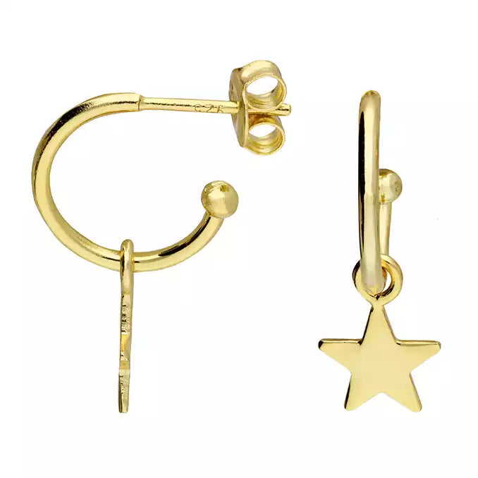 Sterling Silver Gold Plated Star Hoop Earrings - More Than Just a Gift | Narborough Hall