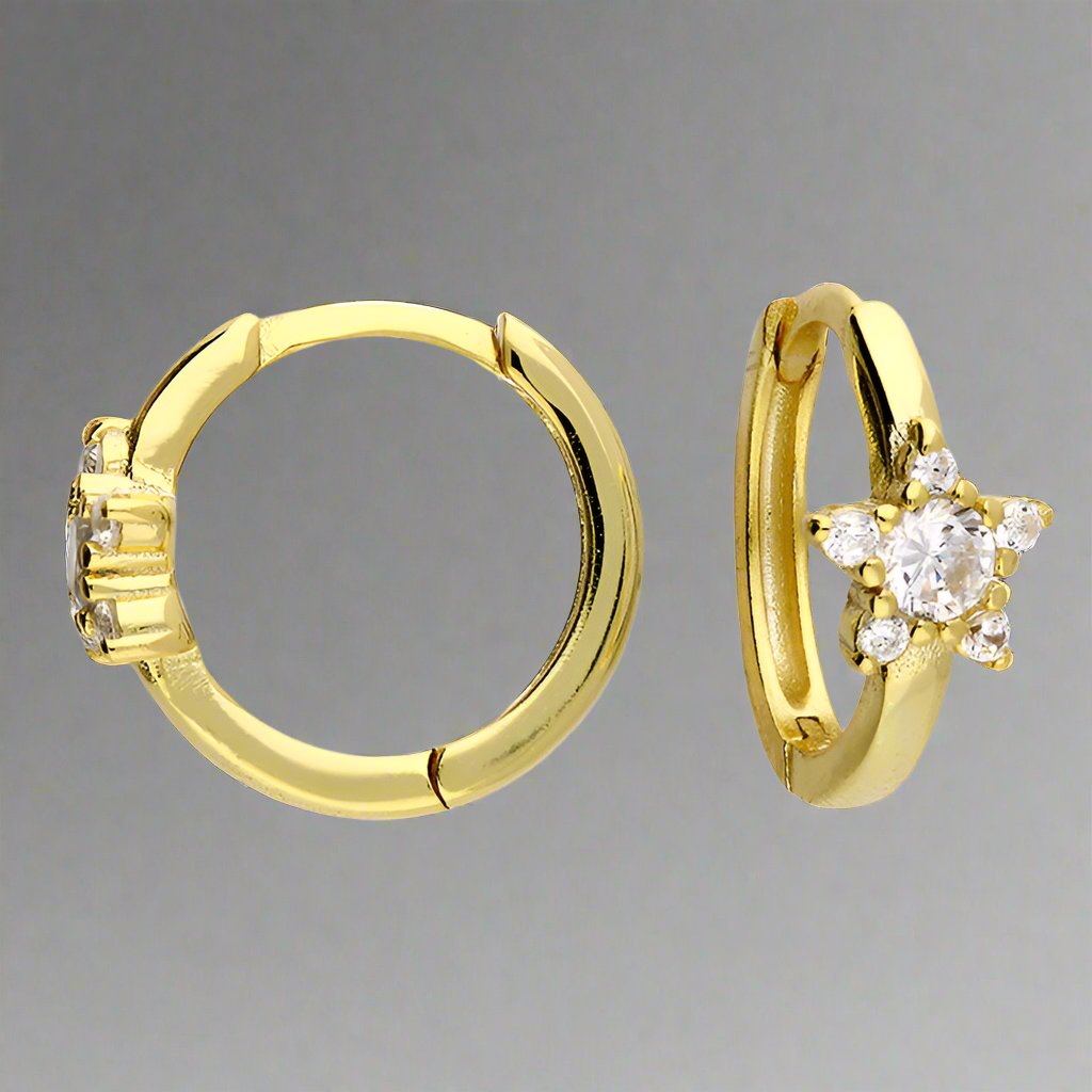 Gold Plated Sterling Silver Star CZ Huggie Hoop Earrings. - More Than Just a Gift | Narborough Hall
