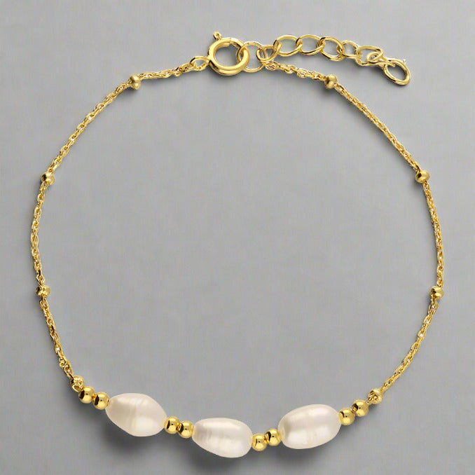 Gold Plated Sterling Silver Trip Pearl Bracelet - More Than Just a Gift | Narborough Hall