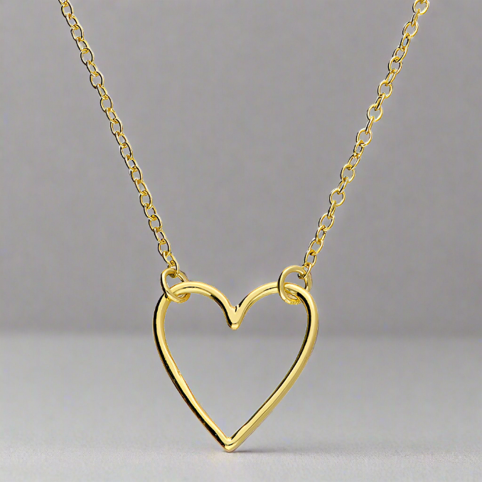 Gold Plated Sterling Silver Small Open Heart Necklace - More Than Just a Gift | Narborough Hall