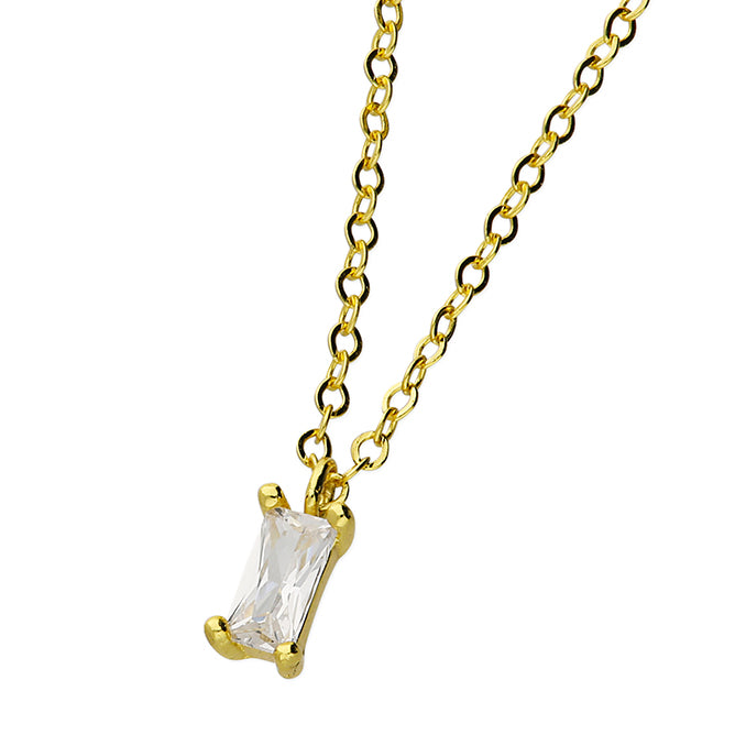 Gold Plated Sterling Silver CZ Baguette Necklace - More Than Just a Gift | Narborough Hall