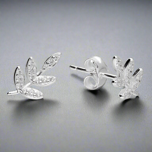 Iris & Miel Sterling Silver and CZ Leaf Stud Earrings - More Than Just a Gift | Narborough Hall