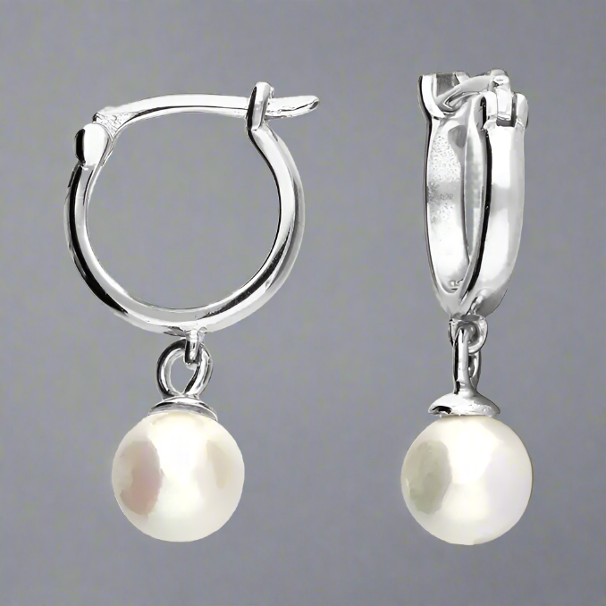 Sterling Silver Faux Pearl Hoop Earrings - More Than Just a Gift | Narborough Hall