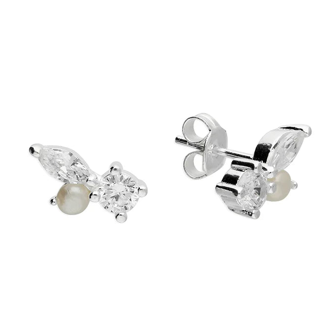 Sterling Silver Pearl and CZ Stud Earrings - More Than Just a Gift | Narborough Hall