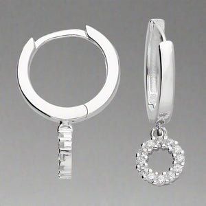 Sterling Silver CZ Circle Charm Huggie Hoop Earrings - More Than Just a Gift | Narborough Hall