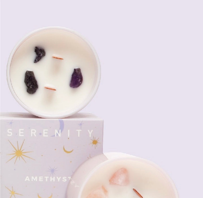 Serenity Crystal De-Stress & Amethyst Candle - More Than Just a Gift | Narborough Hall