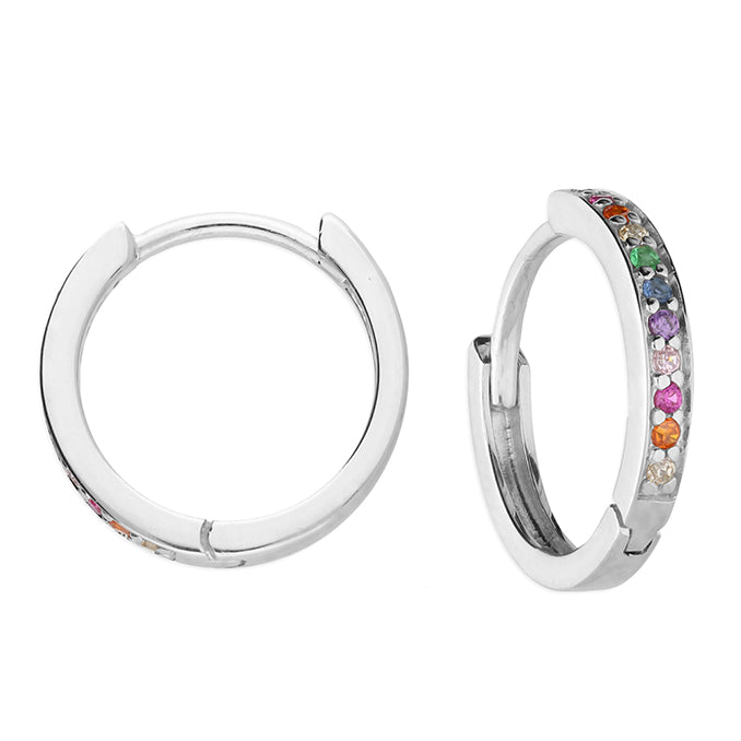 Sterling Silver Rainbow Huggie Hoops - Silver - More Than Just a Gift | Narborough Hall