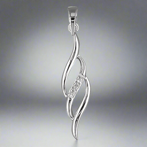 Sterling Silver Triple wave with white cubic zirconias drop pendant - More Than Just a Gift | Narborough Hall