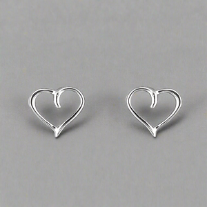Sterling Silver Small Open Heart Studs - More Than Just a Gift | Narborough Hall