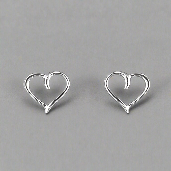 Sterling Silver Small Open Heart Studs - More Than Just a Gift | Narborough Hall