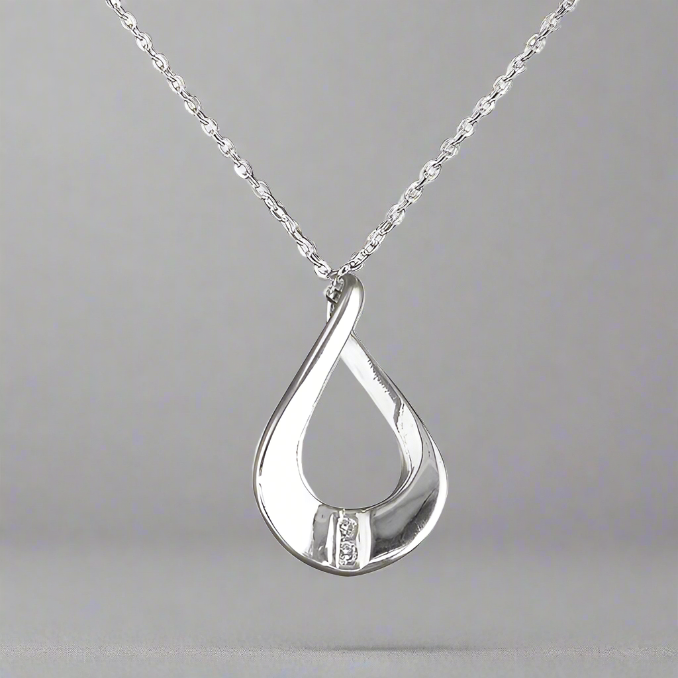 Sterling Silver Twisted Loop CZ Necklace - More Than Just a Gift | Narborough Hall