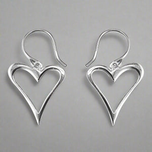 Sterling Silver Abstract Outline Heart Hook Earrings - More Than Just a Gift | Narborough Hall