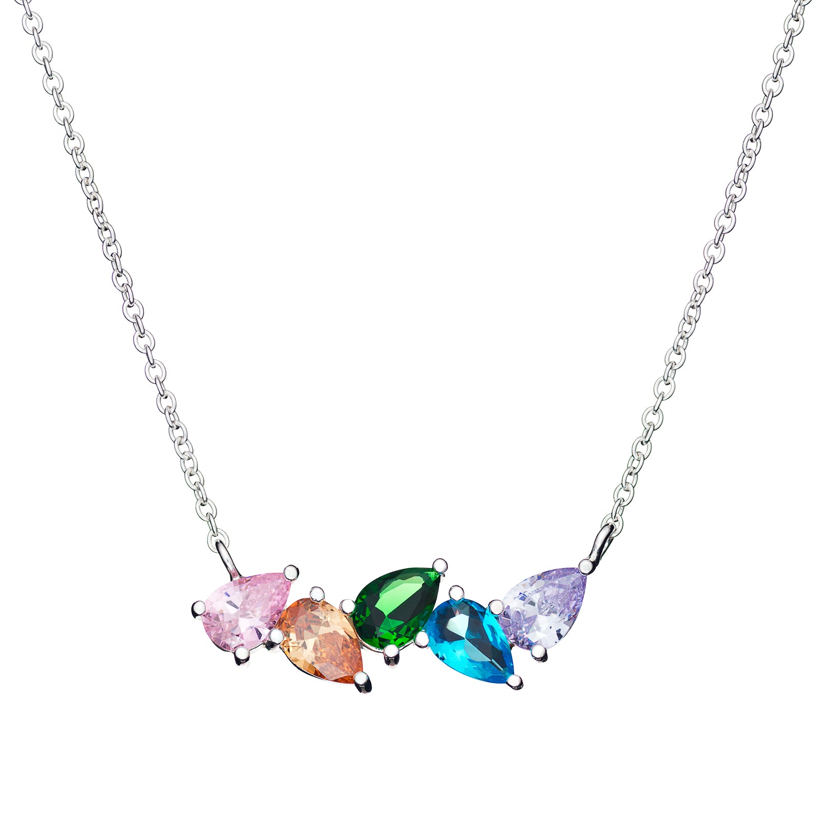 Sterling Silver CZ Coloured Teardrop Necklace - More Than Just a Gift | Narborough Hall