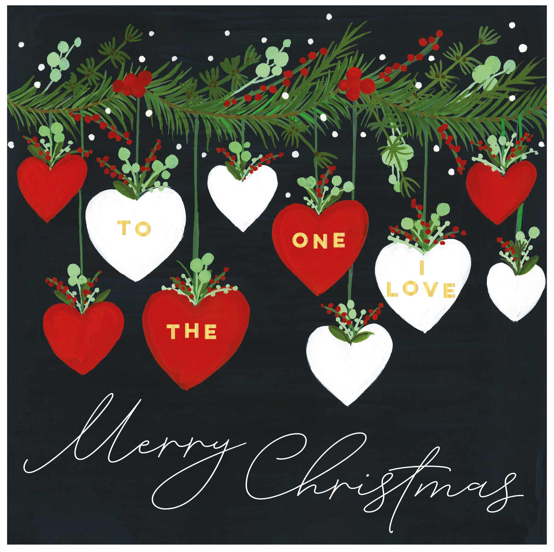 Janie Wilson Garland with Hearts – One I Love Christmas Card