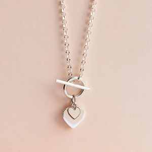 Sterling Silver Two Mini Hearts T-bar Necklace - More Than Just a Gift | Narborough Hall