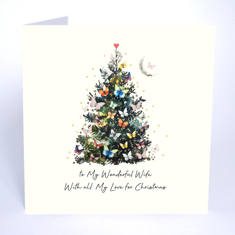Five Dollar Shake To My Wonderful Wife With Love for Christmas (Tree) Christmas Card